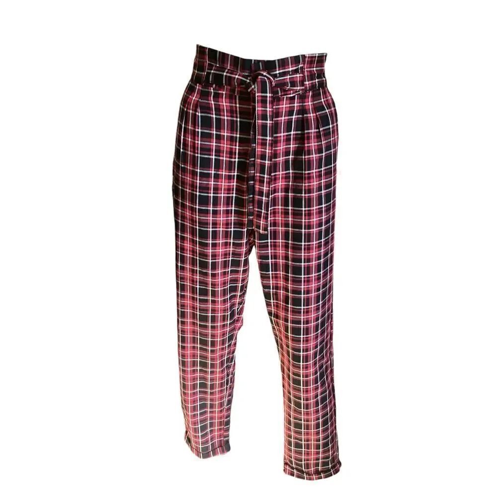 Almost Famous High Waist Plaid Paper Bag Waist XL